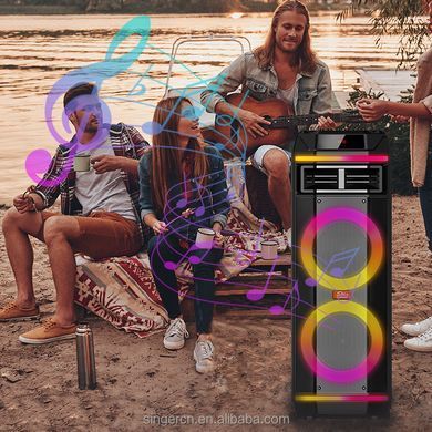 Безпровідна караоке колонка з мікрофоном, пультом та RGB-підсвічуванням Sing-e ZQS8283 Чорний