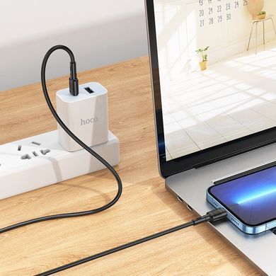 Кабель для телефона із швидкою зарядкою Type-C to&nbsp;Lightning Apple iPhone HOCO X83 Victory 100см 20W Чорний