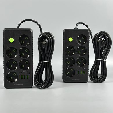 Подовжувач мережевий переноска 6м на 6 розеток + 3USB UA Power F17U Чорний 48636