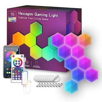 Настінні модульні Smart LED панелі соти LXQG01 RGBIC з Bluetooth та пультом набір 10 шт 65657
