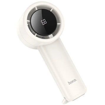 Портативний вентилятор з LED-дисплеєм HOCO HX63 Fashion 2000mAh, 5 год роботи, 5 швидкостей Білий