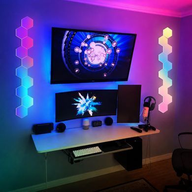 Настінні модульні Smart LED панелі соти LXQG01 RGBIC з Bluetooth та пультом набір 10 шт 65657