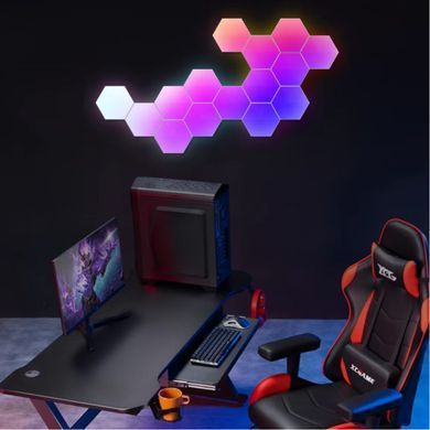 Настінні модульні Smart LED панелі соти LXQG01 RGBIC з Bluetooth та пультом набір 10 шт 65657