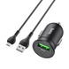 Автомобільна зарядка з швидкою зарядкою QC3.0 + MicroUSB кабель HOCO Z43 1USB, 3A, QC, 18W Чорний
