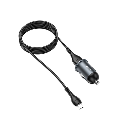 Автомобільна зарядка з швидкою зарядкою QC3.0 + MicroUSB кабель HOCO Z43 |1USB, 3A, QC, 18W| Сірий