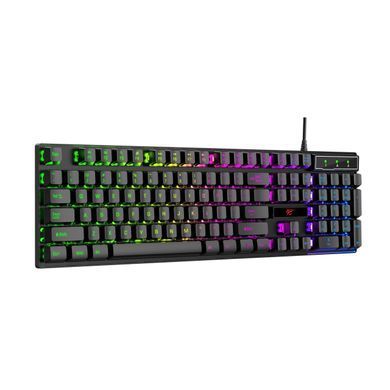 Ігрова клавіатура провідна з RGB-підсвічуванням HAVIT HV-KB101L 104 клавіши Чорний