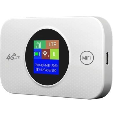 Портативний модем MF968 з LCD-дисплеєм 4G LTE роутер 3000mAh 150Mbps Білий