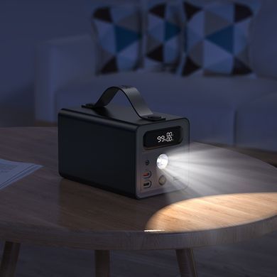 Павербанк зі швидкою зарядкою 22.5W, виходом DC12V та ліхтарем 60000mAh HOCO J138 |22.5W+PD20W+DC12V| Чорний