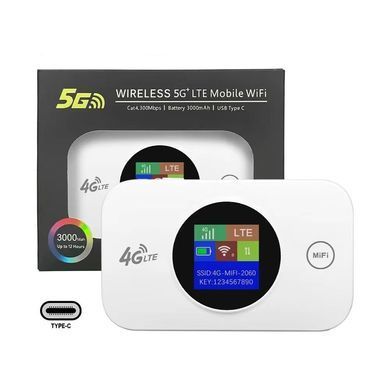 Портативний модем MF968 з LCD-дисплеєм 4G LTE роутер 3000mAh 150Mbps Білий