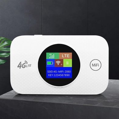 Портативний модем MF968 з LCD-дисплеєм 4G LTE роутер 3000mAh 150Mbps Білий