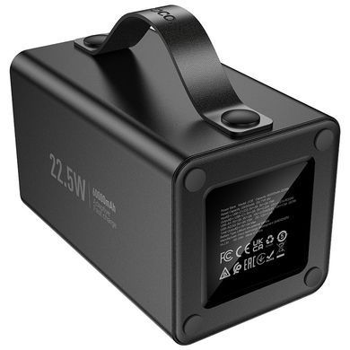 Павербанк зі швидкою зарядкою 22.5W, виходом DC12V та ліхтарем 60000mAh HOCO J138 |22.5W+PD20W+DC12V| Чорний