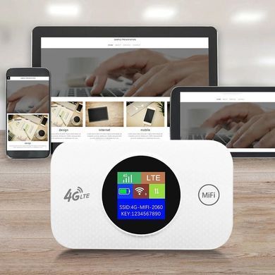 Портативний модем MF968 з LCD-дисплеєм 4G LTE роутер 3000mAh 150Mbps Білий