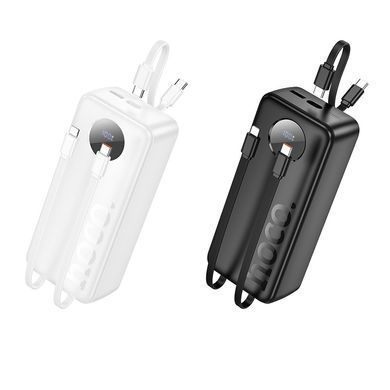 Павербанк зі швидкою зарядкою 22.5W та вбудованими кабелями Lightning/Type-C 30000mAh HOCO J132B 22.5W+PD20W Чорний