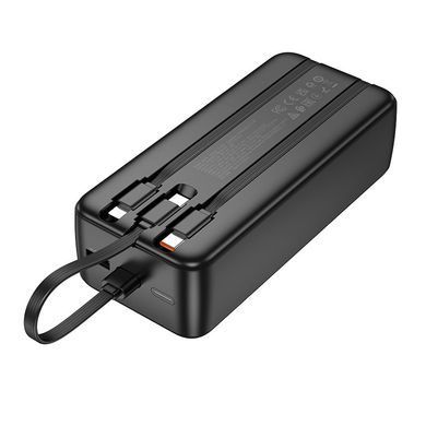 Павербанк зі швидкою зарядкою 22.5W та вбудованими кабелями Lightning/Type-C 30000mAh HOCO J132B 22.5W+PD20W Чорний