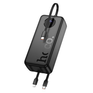 Павербанк зі швидкою зарядкою 22.5W та вбудованими кабелями Lightning/Type-C 30000mAh HOCO J132B 22.5W+PD20W Чорний