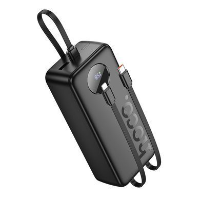 Павербанк зі швидкою зарядкою 22.5W та вбудованими кабелями Lightning/Type-C 30000mAh HOCO J132B 22.5W+PD20W Чорний