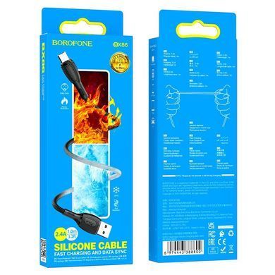 Кабель для зарядки MicroUSB Android BOROFONE BX86 |1м/2.4A| Чорний