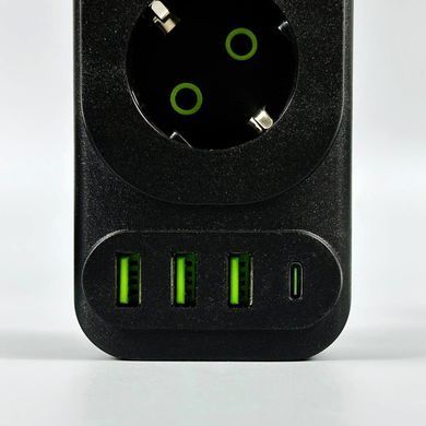 Мережевий подовжувач 2м на 3 розетки + 3USB + Type-C UA Power F23U мережевий фільтр з USB 54795