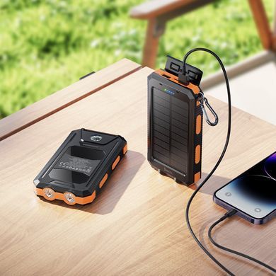 Павербанк 8000mAh з сонячною панеллю, ліхтарем, компасом HOCO J164 Чорний