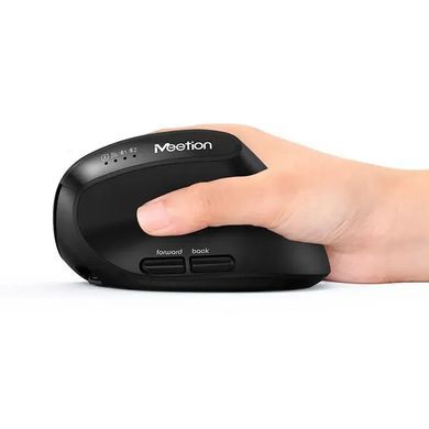 Мишка безпровідна вертикальна MEETION BTM008 2.4G/Bluetooth, 2400 DPI, 6кн., 500mAh Чорний