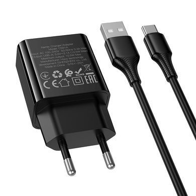 Зарядний пристрій з кабелем USB to Type-C HOCO CS91A 1USB Чорний