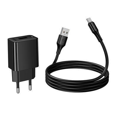 Зарядний пристрій з кабелем USB to Type-C HOCO CS91A 1USB Чорний