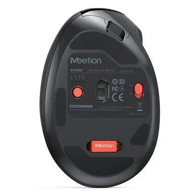Мишка безпровідна вертикальна MEETION BTM008 2.4G/Bluetooth, 2400 DPI, 6кн., 500mAh Чорний