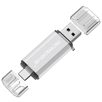 Металева USB Флешка 2в1 256GB Type-C/USB 2.0 для телефону/комп'ютера OTG MicroDrive Сірий
