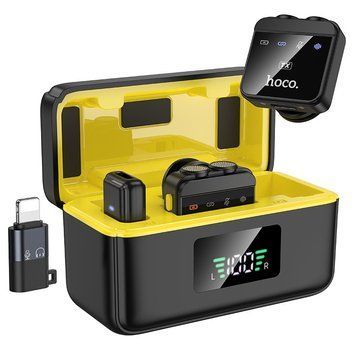 Бездротовий мікрофон цифровий HOCO L17 |75/600mAh, Type-C/Lightning| Чорний
