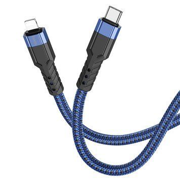 Кабель для телефона із швидкою зарядкою Type-C to&nbsp;Lightning Apple iPhone HOCO U110 120см 20W Синій