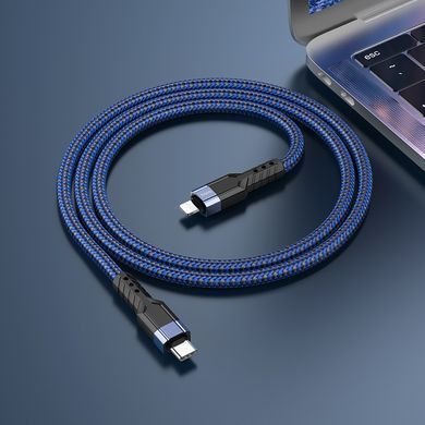 Кабель для телефона із швидкою зарядкою Type-C to&nbsp;Lightning Apple iPhone HOCO U110 120см 20W Синій