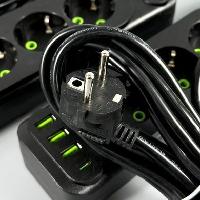 Мережевий подовжувач 6м на 3 розетки + 3USB + Type-C UA Power F23U мережевий фільтр з USB 54800