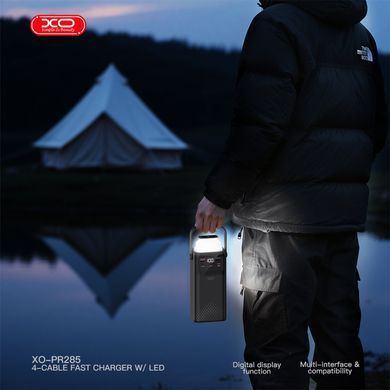 Павербанк 30000 mAh з швидкою зарядкою 22.5W XO PR285 повербанк 30000mAh повер банк з ліхтарем power bank з кабелями