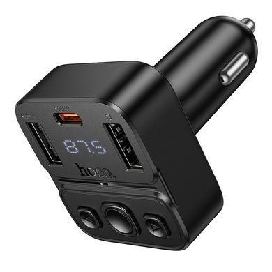 Автомобільний FM-трансмітер модулятор зі швидкою зарядкою HOCO E87 Delta 35W 2USB + Type-C Чорний