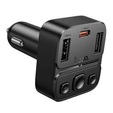Автомобільний FM-трансмітер модулятор зі швидкою зарядкою HOCO E87 Delta 35W 2USB + Type-C Чорний