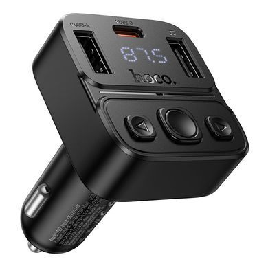 Автомобільний FM-трансмітер модулятор зі швидкою зарядкою HOCO E87 Delta 35W 2USB + Type-C Чорний