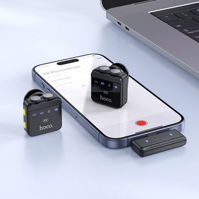 Бездротовий мікрофон цифровий HOCO L17 |75/600mAh, Type-C/Lightning| Чорний