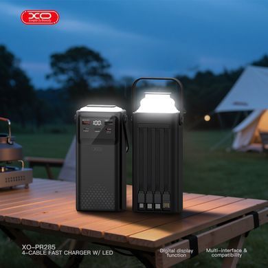 Павербанк 30000 mAh з швидкою зарядкою 22.5W XO PR285 повербанк 30000mAh повер банк з ліхтарем power bank з кабелями