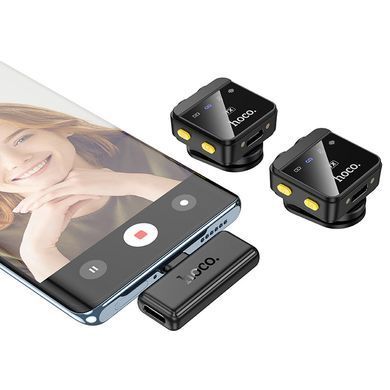 Бездротовий мікрофон цифровий HOCO L17 |75/600mAh, Type-C/Lightning| Чорний