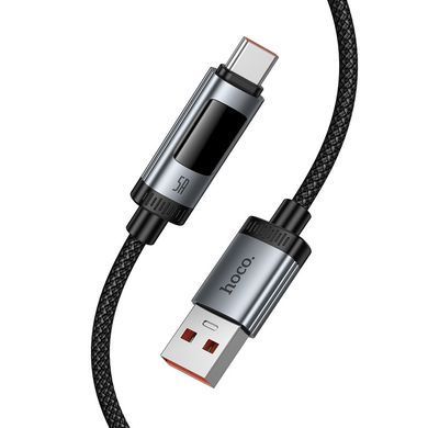 Кабель USB to Type-C з підтримкою швидкої зарядки 100W та цифровим дисплеєм HOCO U148 1.2м Чорний