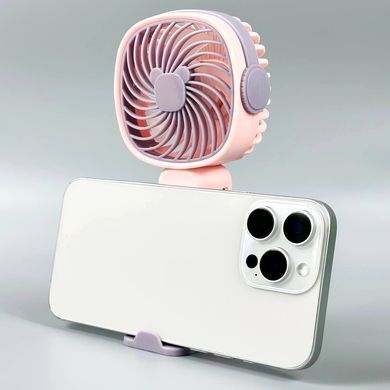 Портативний вентилятор KLW-E8 Mini з акумулятором та підставкою для телефону 17см Рожевий