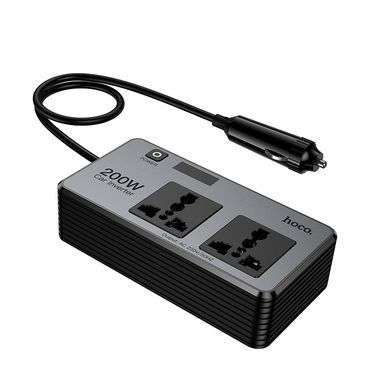 Автомобільний інвертор HOCO Z66 200W 2 розетки + USB-C PD 66W + 2 USB-A перетворювач напруги 12V 220V