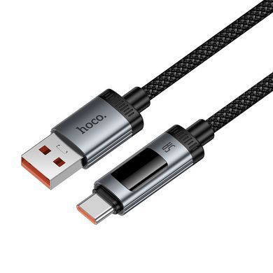 Кабель USB to Type-C з підтримкою швидкої зарядки 100W та цифровим дисплеєм HOCO U148 1.2м Чорний