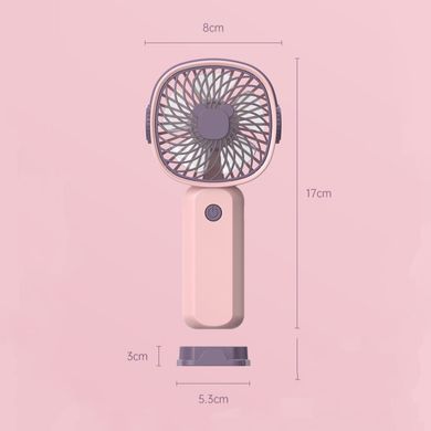 Портативний вентилятор KLW-E8 Mini з акумулятором та підставкою для телефону 17см Рожевий
