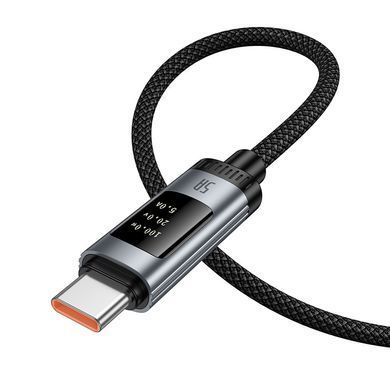 Кабель USB to Type-C з підтримкою швидкої зарядки 100W та цифровим дисплеєм HOCO U148 1.2м Чорний