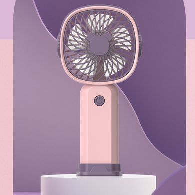 Портативний вентилятор KLW-E8 Mini з акумулятором та підставкою для телефону 17см Рожевий