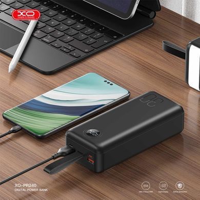 Павербанк 30000 mAh з швидкою зарядкою 22.5W XO PR240 повербанк 30000mAh повер банк з ліхтарем