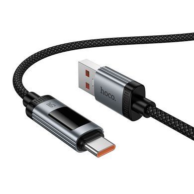 Кабель USB to Type-C з підтримкою швидкої зарядки 100W та цифровим дисплеєм HOCO U148 1.2м Чорний