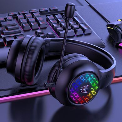 Навушники комп'ютерні провідні з мікрофоном та RGB-підсвічуванням Onikuma X7 Pro USB+3.5mm Чорний