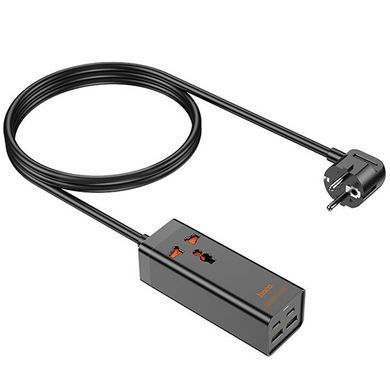 Подовжувач мережевий HOCO AC10A 1x220V+2хUSB+ 2хType-C/65W/1.5М Чорний